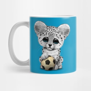 Snow leopard Cub With Football Soccer Ball Mug